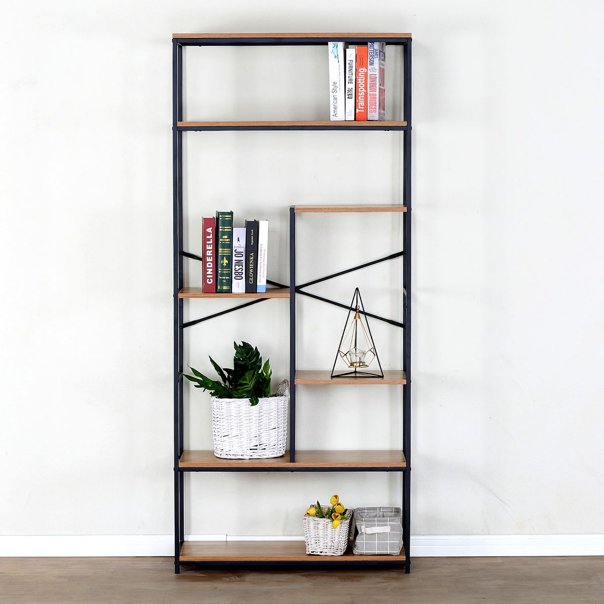 NOVAHUS - Estante Multinivel Alto Industrial Café 183x80x30