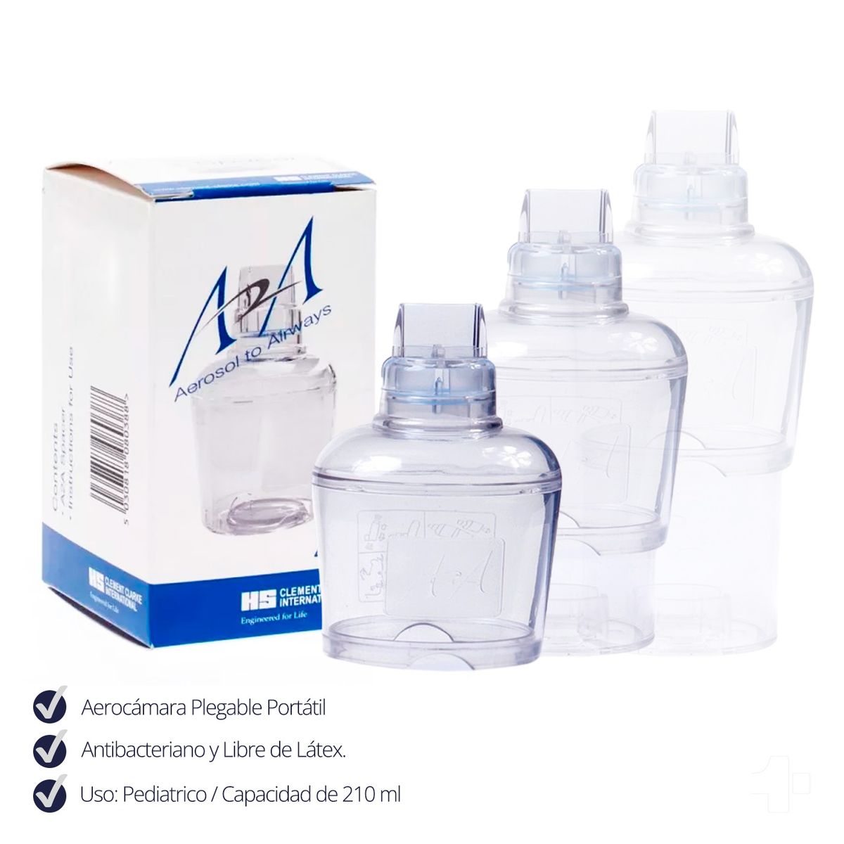 TOPMEDIC - Aerocámara Antibacterial Para Inhalador Plegable Portátil Para Niños A2A