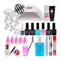 GENERICO - Kit De Esmaltado Permanente Polygel Lampara 48w Completo