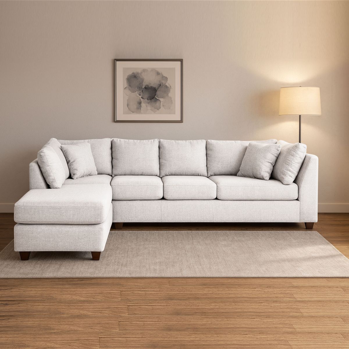 LATAM HOME - Sofá Seccional Padua Izquierdo Lino Blanco