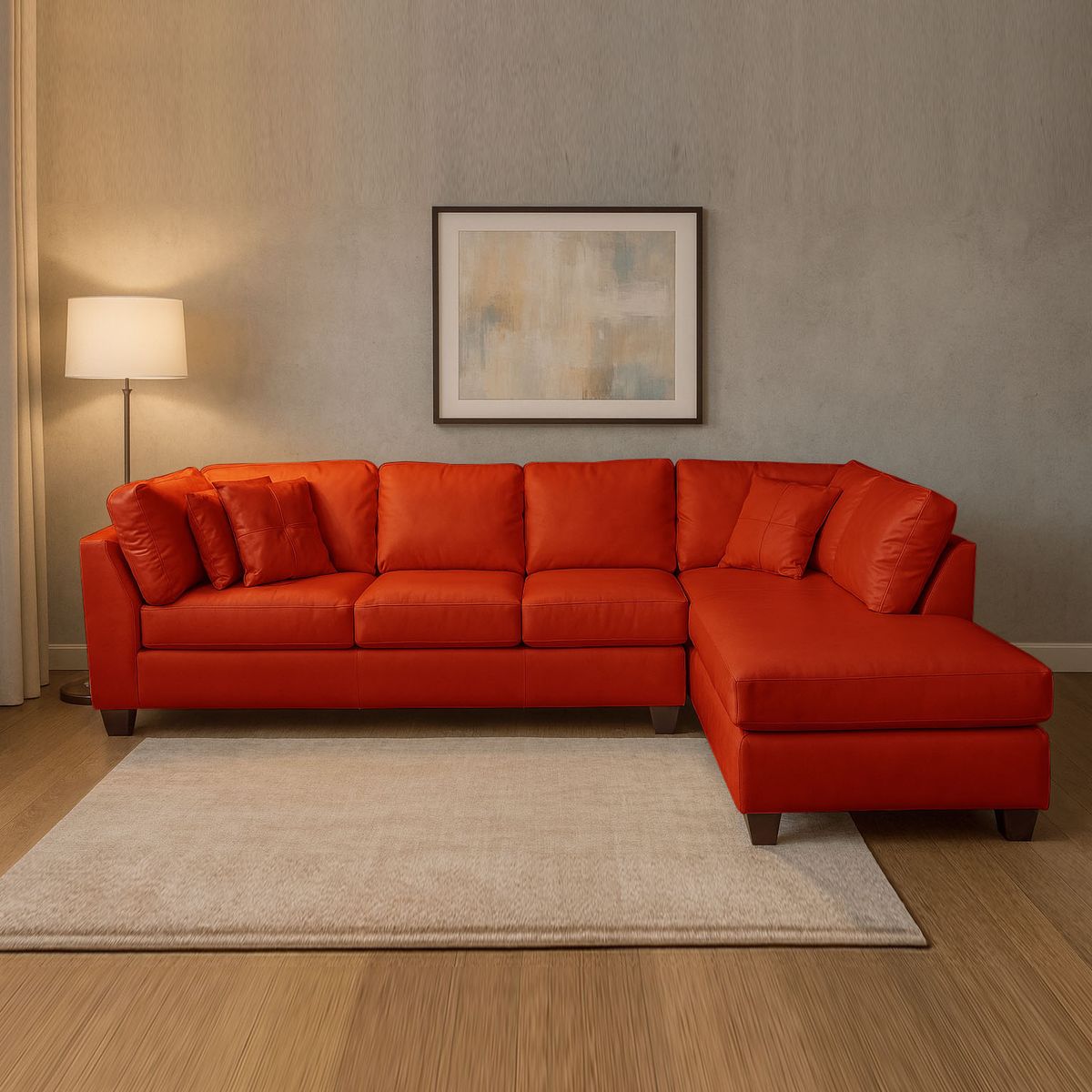 LATAM HOME - Sofá Seccional Padua Derecho Pu Grano Rojo