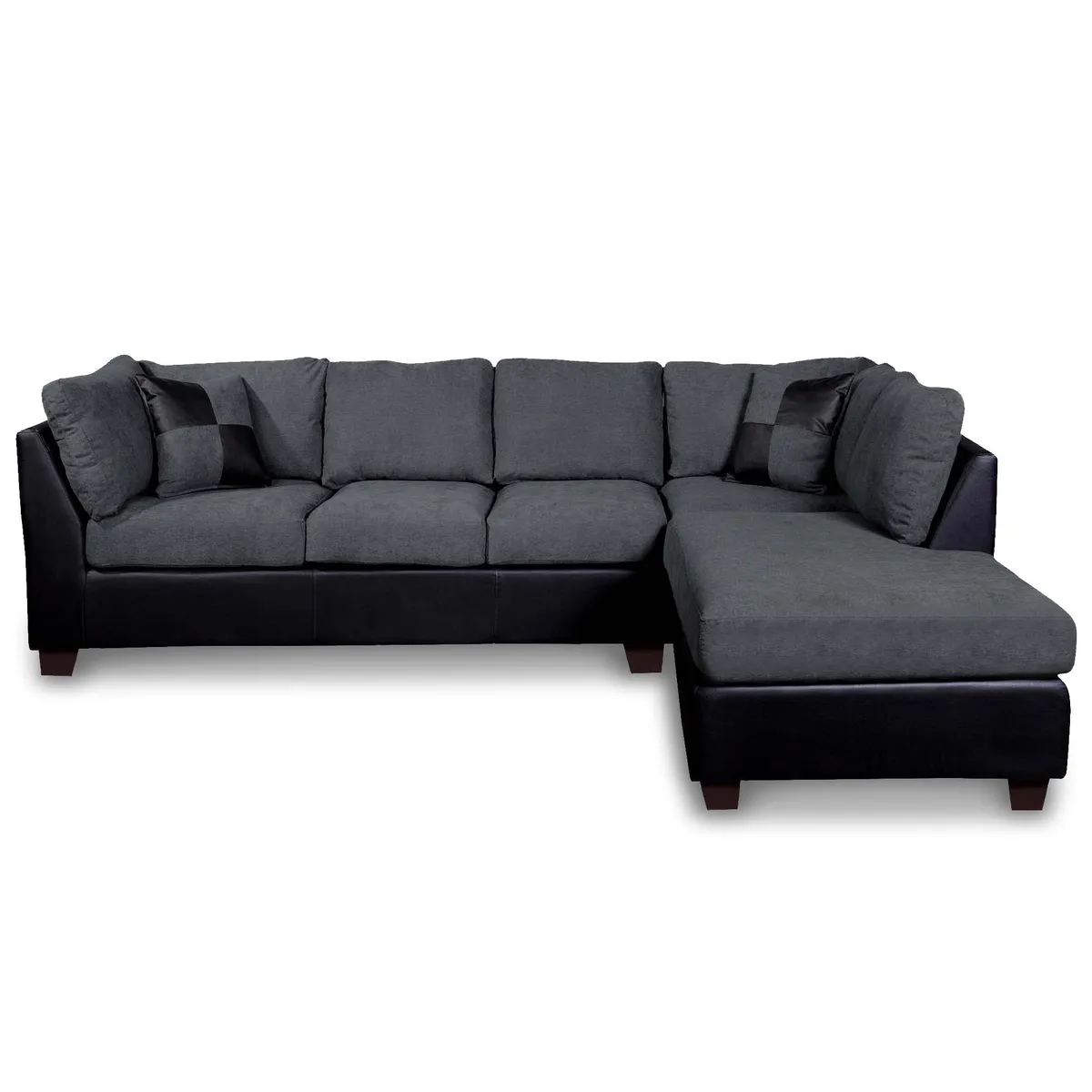 LATAM HOME - Sofá Seccional Latam Home Padua Gris Con Detalles Pu Negro