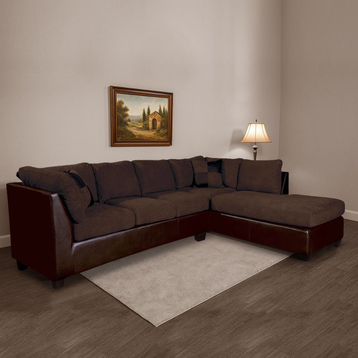 LATAM HOME - Sofá Seccional Latam Home Padua Chocolate 5 Cuerpos Tela Velvet