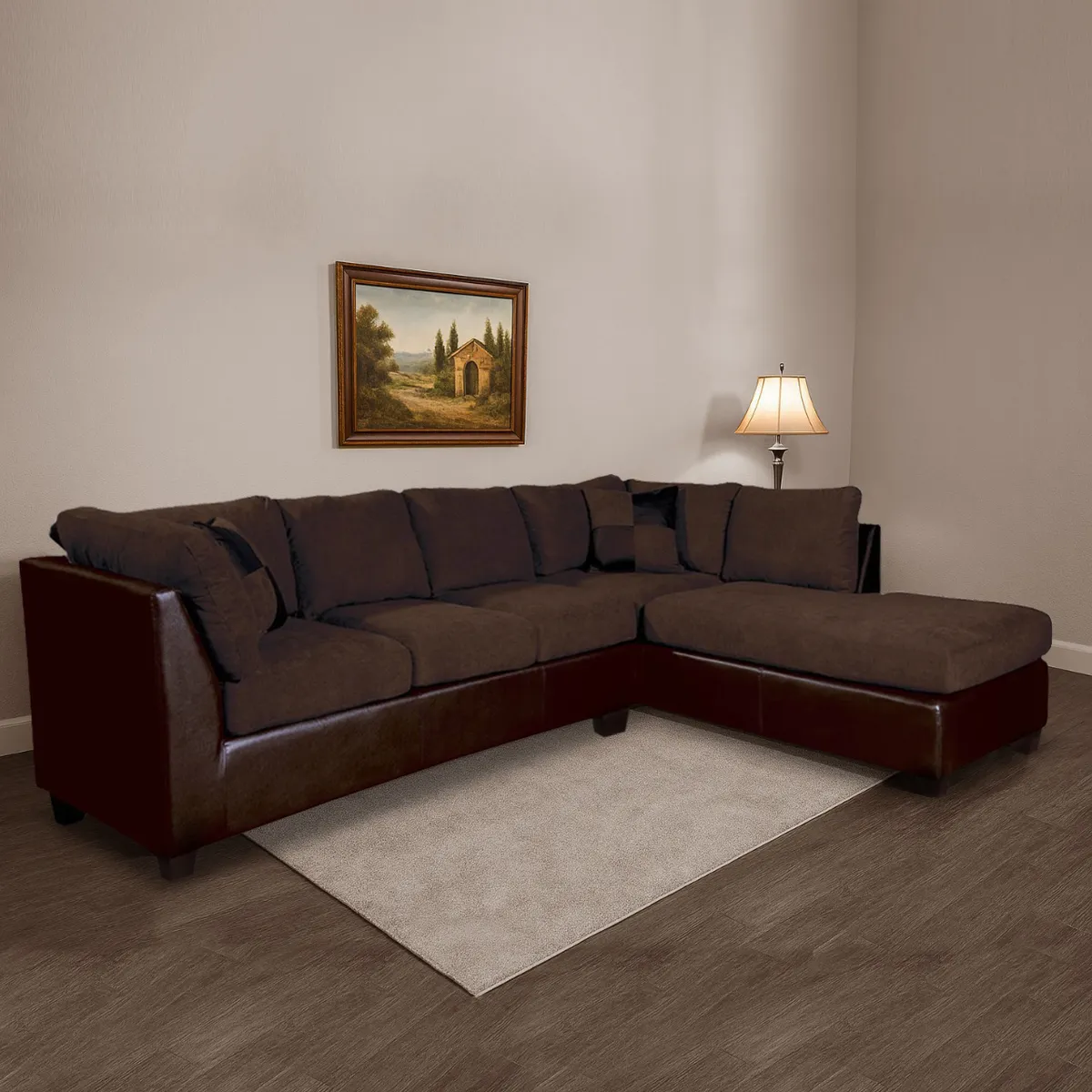 LATAM HOME - Sofá Seccional Latam Home Padua Chocolate 5 Cuerpos Tela Velvet