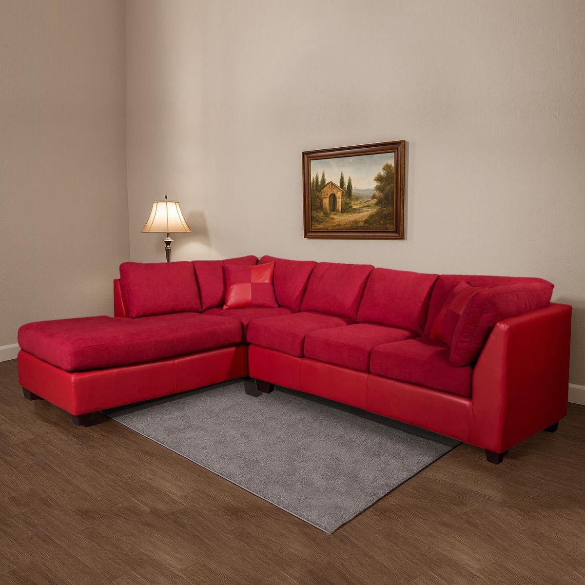 LATAM HOME - Sofá Seccional Latam Home Padua 5 Cuerpos Burdeo