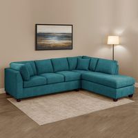 Sofá Seccional Padua Derecho Tela Velvet Azul Petroleo