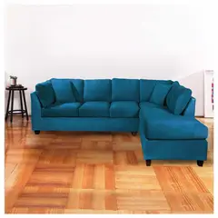 LATAM HOME - Sofá Seccional Padua Derecho Tela Velvet Azul Petroleo