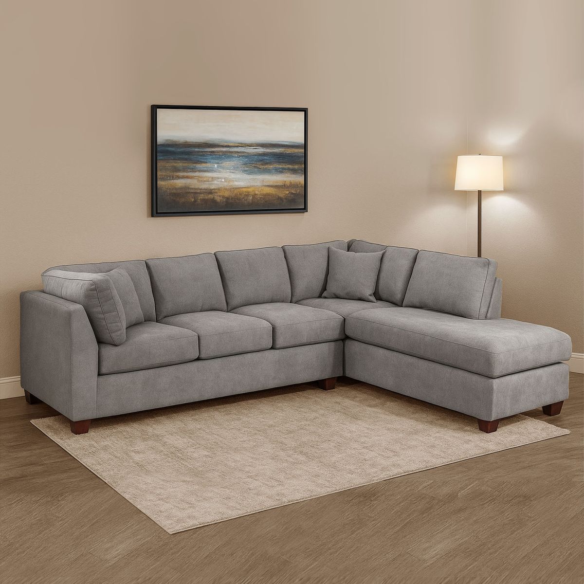 LATAM HOME - Sofá Seccional Latam Home Padua Gris Derecho 5 Cuerpos