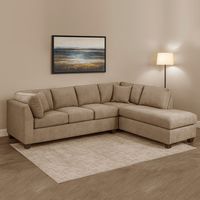 Sofá Seccional Padua Derecho Tela Velvet Beige