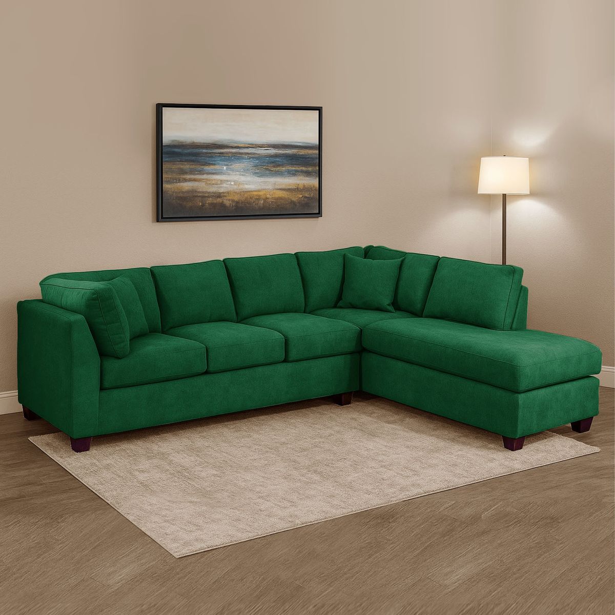 LATAM HOME - Sofá Seccional Padua Derecho Tela Velvet Verde