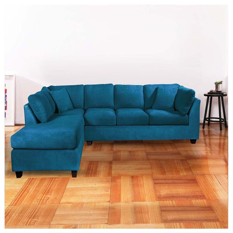 LATAM HOME - Sofá Seccional Padua Izquierdo Tela Velvet Azul Petroleo