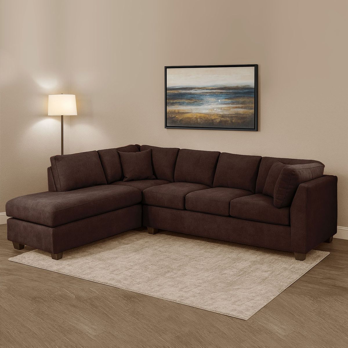 LATAM HOME - Sofá Seccional Padua Izquierdo Tela Velvet Chocolate