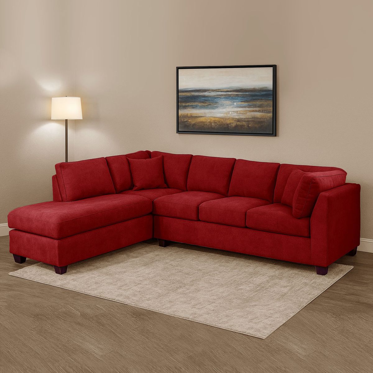 LATAM HOME - Sofá Seccional Padua Izquierdo Tela Velvet Burdeo