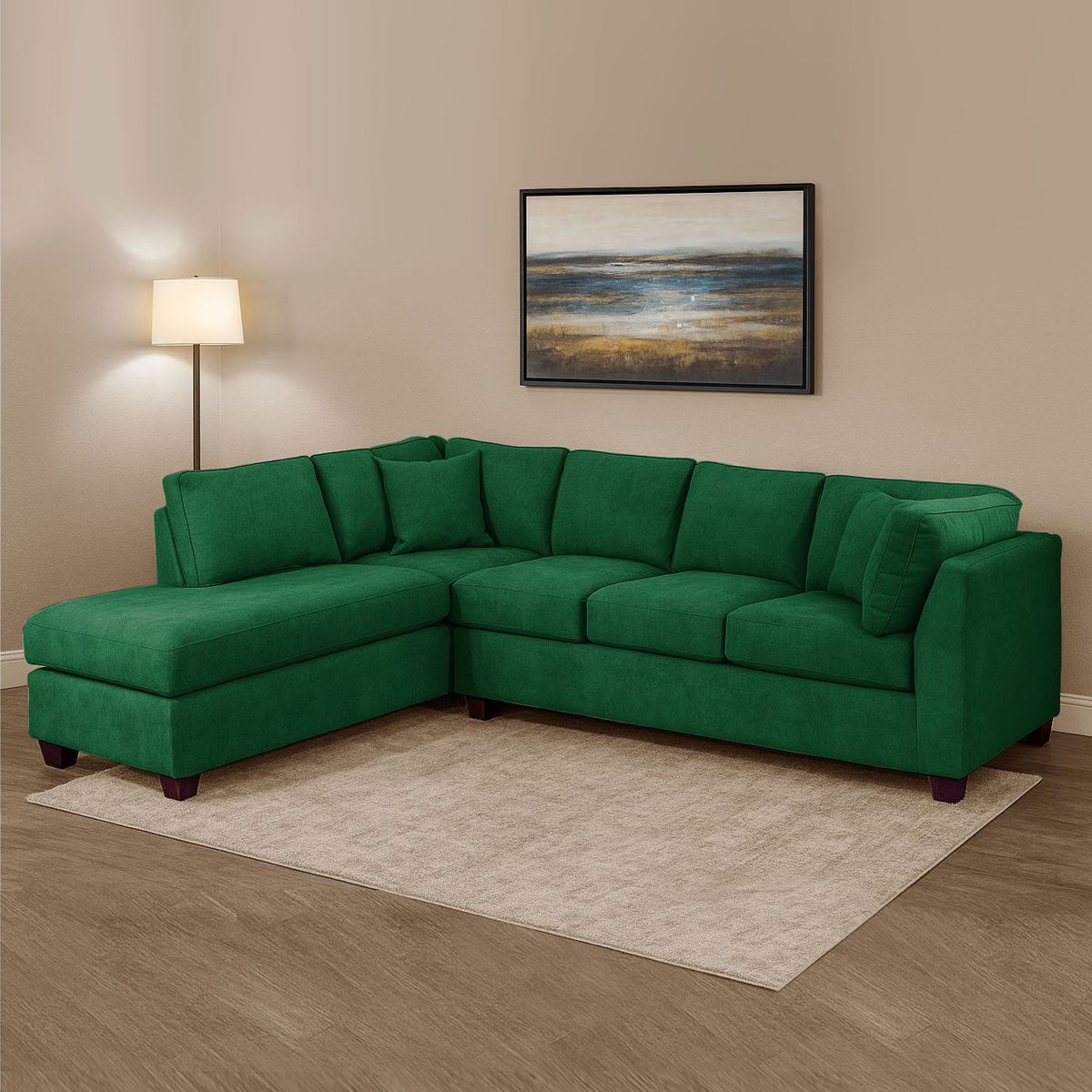 LATAM HOME - Sofá Seccional Padua Izquierdo Tela Velvet Verde