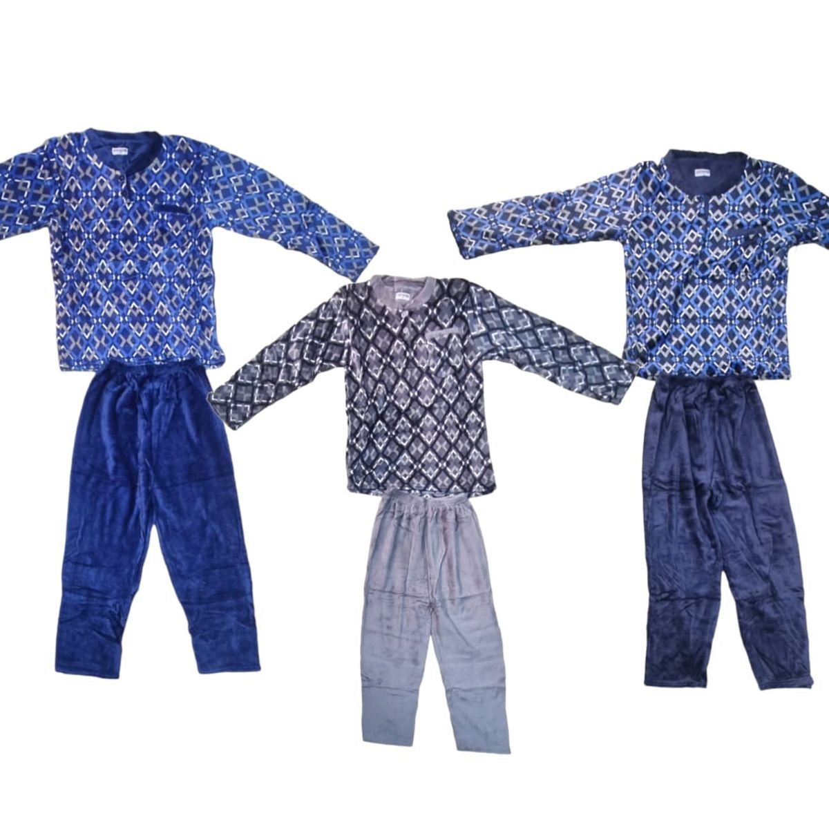 AGW - Pack 3 Pijamas Hombre Polar Largo Extra Suave.-
