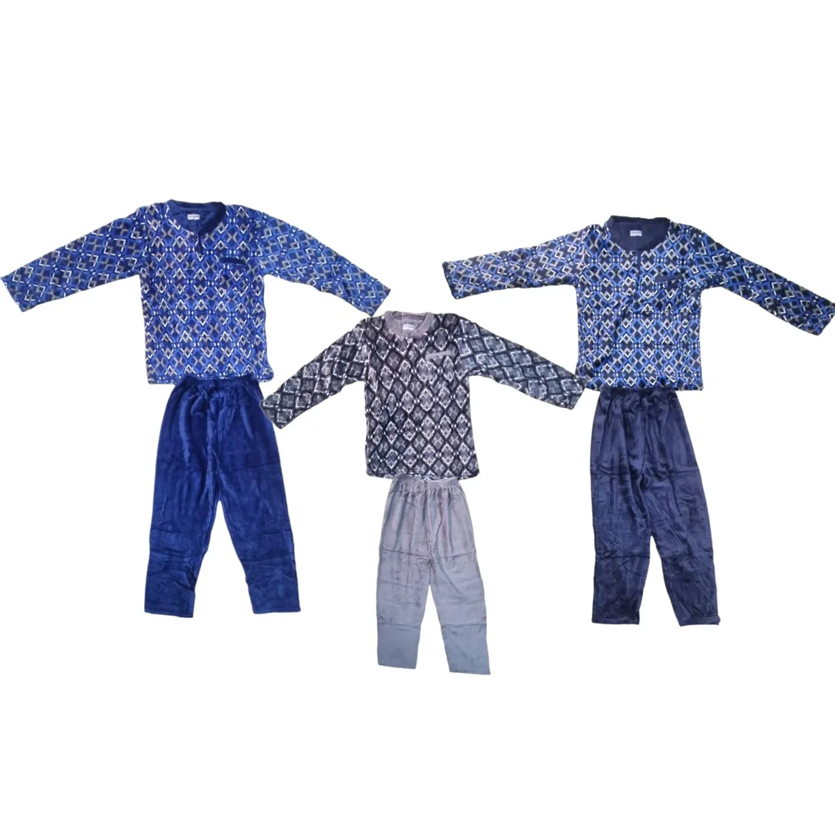 AGW - Pack 3 Pijamas Hombre Polar Largo Extra Suave.-