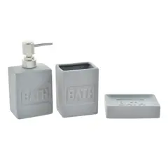 MALLORCA - Juego de Baño Decorativo Bath 3 Piezas Gris