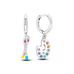 SILVER HEART - Aros Acuarela y Pinceles en Plata Fina 925