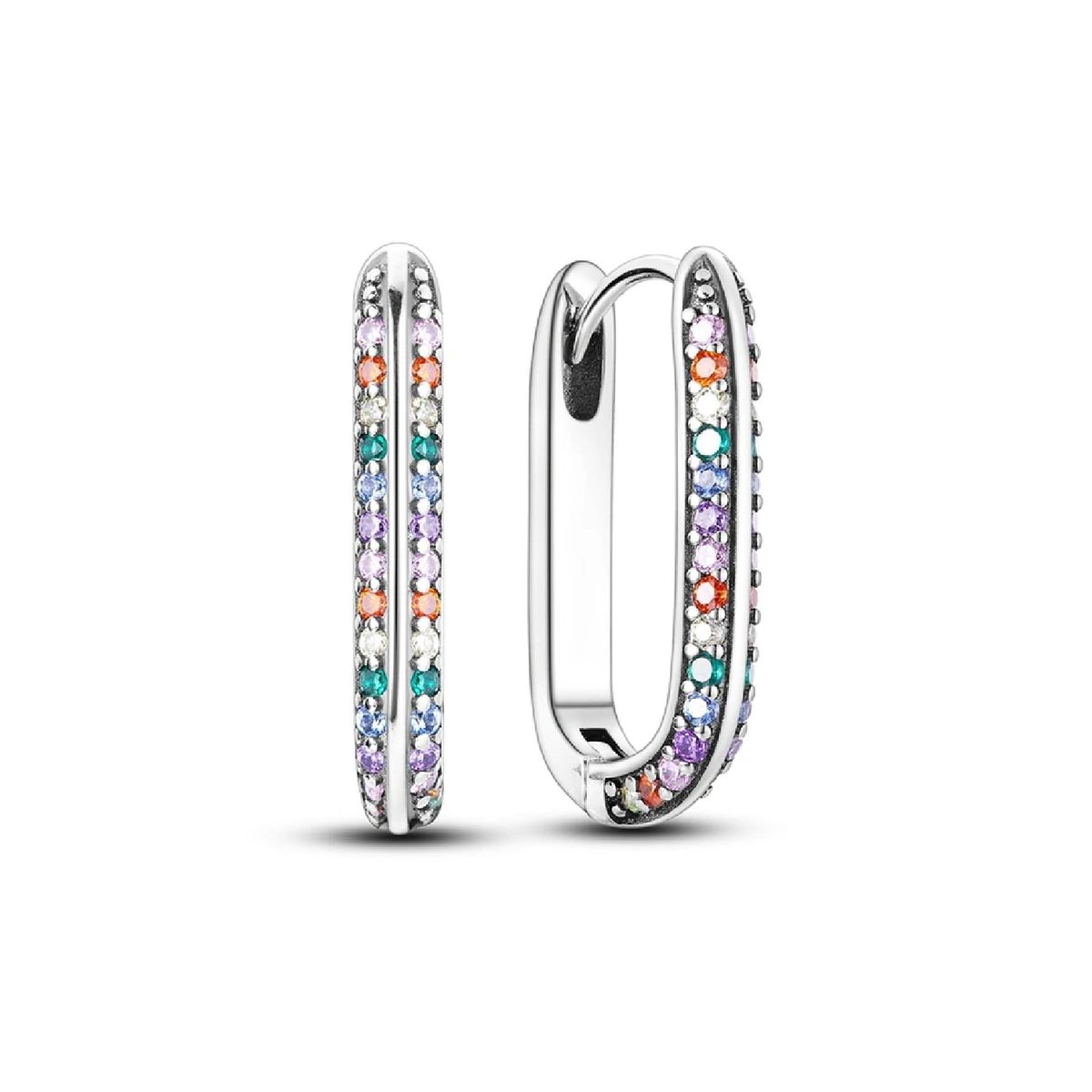 SILVER HEART - Aros Argolla Ovalada Circones Coloridos en Plata Fina 925 SILVER HEART