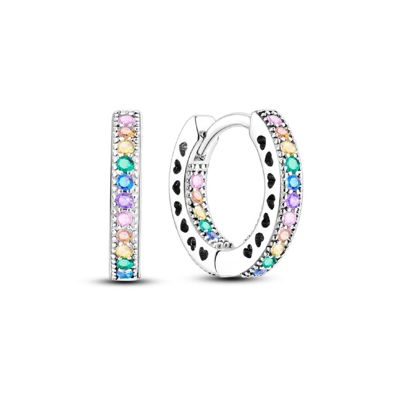SILVER HEART - Aros Argolla Circones Multicolor en Plata Fina 925 SILVER HEART