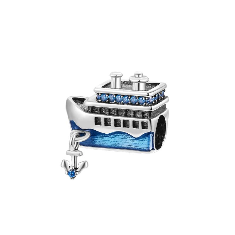 SILVER HEART - Charm Barco Crucero Azul en Plata Fina 925 SILVER HEART