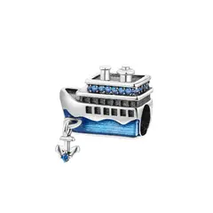 SILVER HEART - Charm Barco Crucero Azul en Plata Fina 925