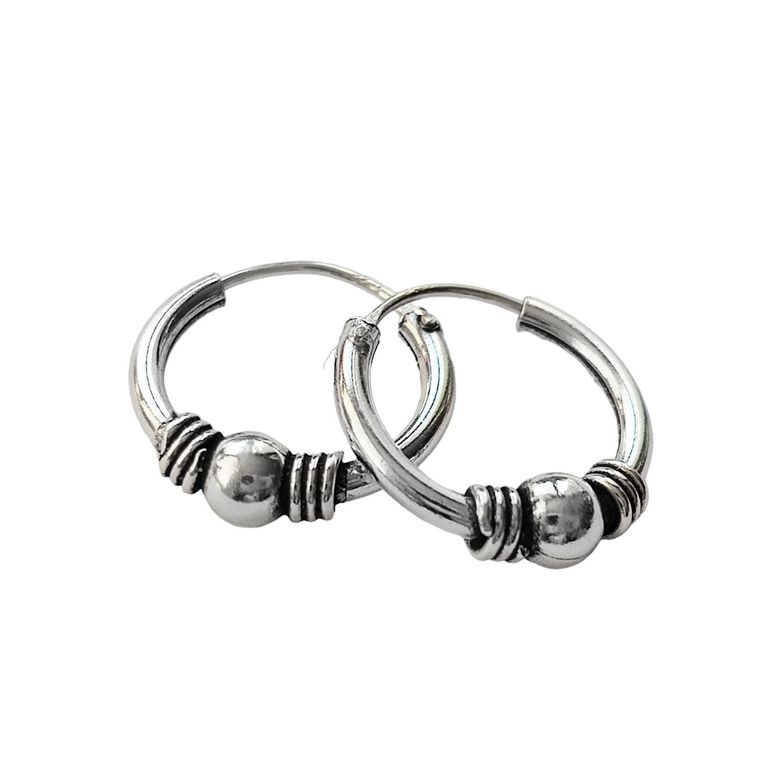 Aros Argolla Bali Mini Envejecida Plata Fina 925 Plateado TALLA UNICA