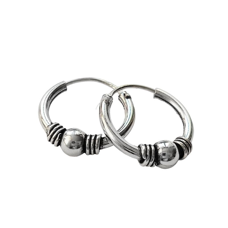 ANDREA COGGIOLA JOYAS - Aros Argolla Bali Mini Envejecida Plata Fina 925