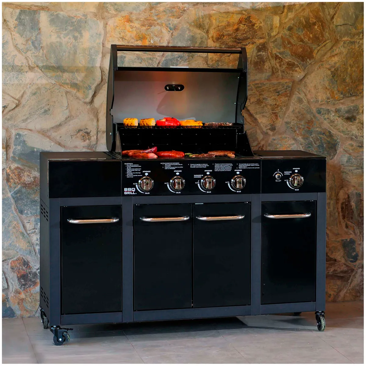 BBQ GRILL - Parrilla Gas Buffalo Black 4 Quemadores + Quemador Lateral