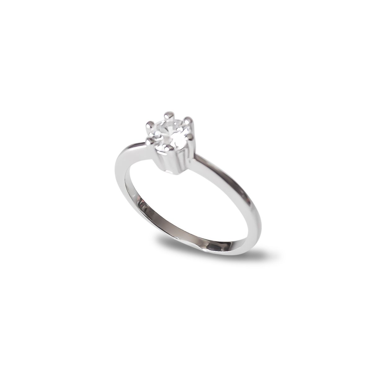 COGGIOLA - Anillo solitario circón # 14 Plata Fina 925