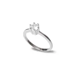 COGGIOLA - Anillo solitario circón # 14 Plata Fina 925