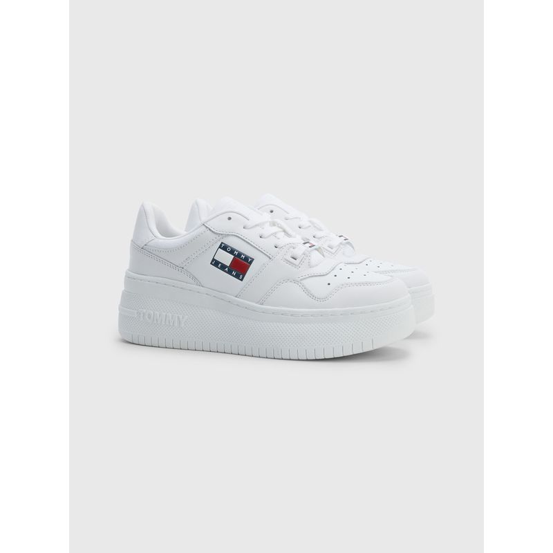 TOMMY HILFIGER - Zapatillas Retro Basket Blanco Mujer