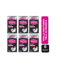 LADYSOFT - Pack 6 Paquetes Toallitas Higienicas Nocturna