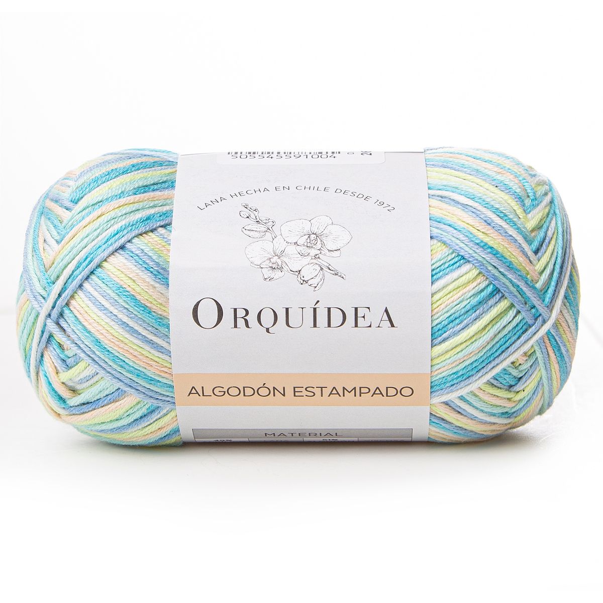 GENERICO - Hilo Algodón Estampado Gardenia de Orquidea - Turquesa 4