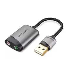 VENTION - Adaptador Tarjeta Sonido Externa Dual Jack 3,5 A Usb