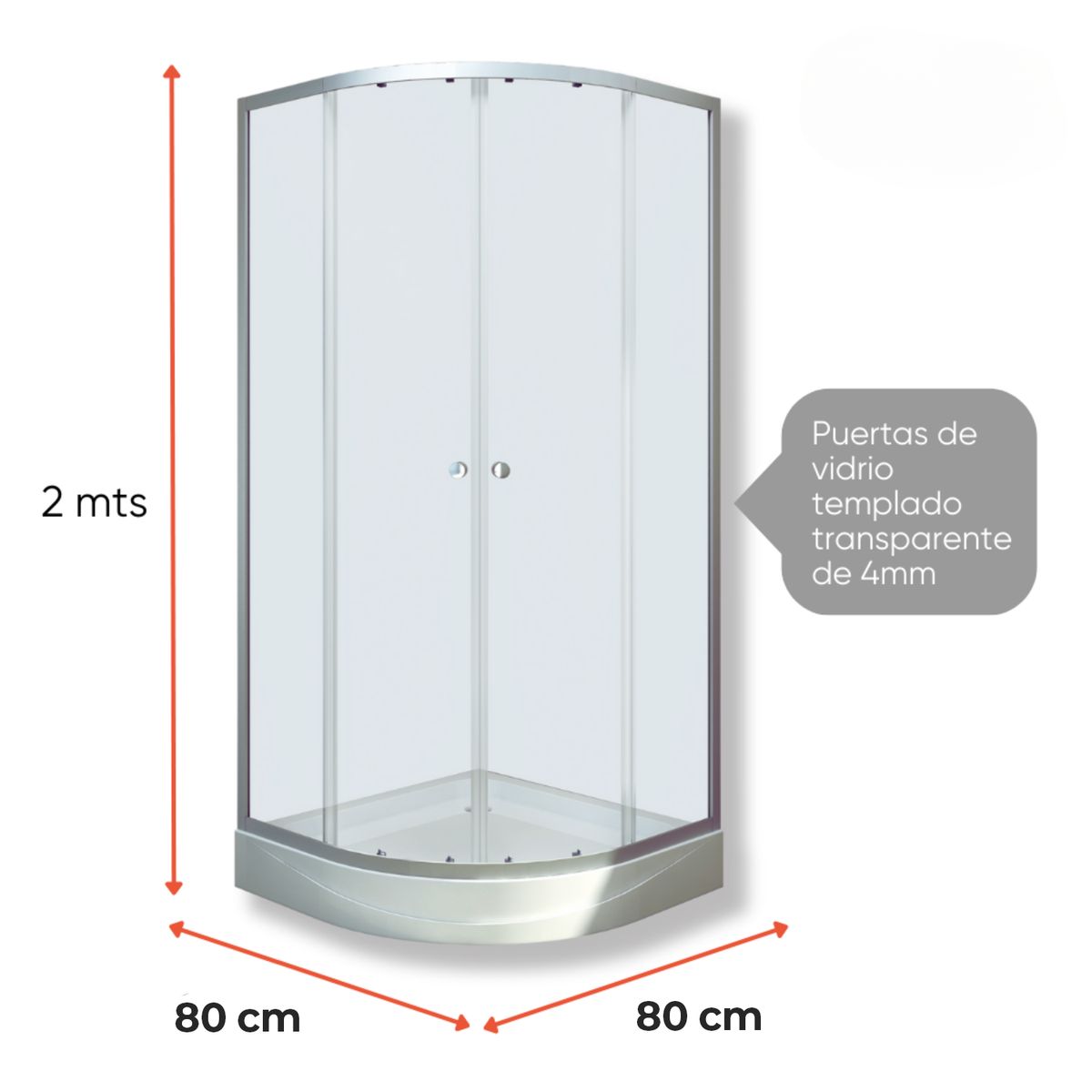 DOER - Cabina de ducha Elegance Medium 80x80x200cm diseño curvo
