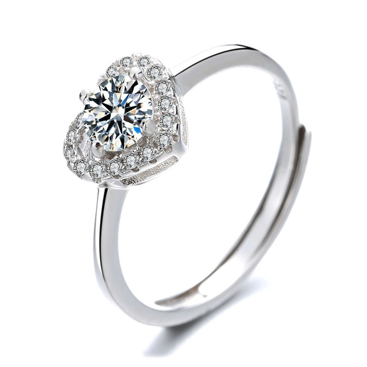 GENERICO - Anillo Corazón, Plata 925 y Circones, Ajustable A Tu Dedo! (incluye regalo)