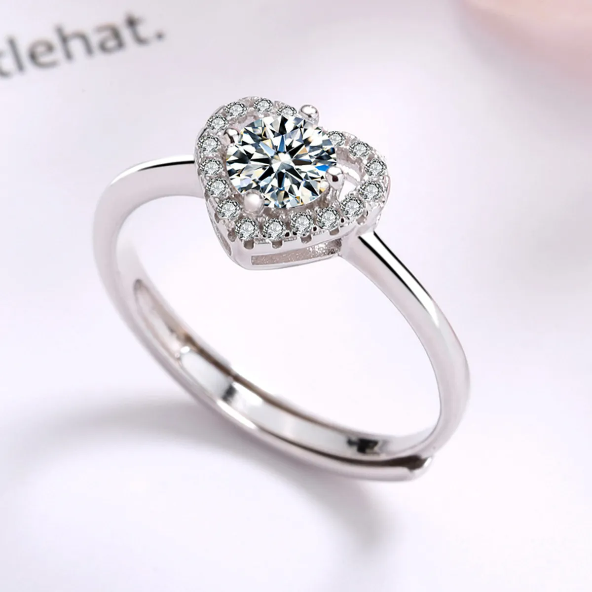 GENERICO - Anillo Corazón, Plata 925 y Circones, Ajustable A Tu Dedo! (incluye regalo)