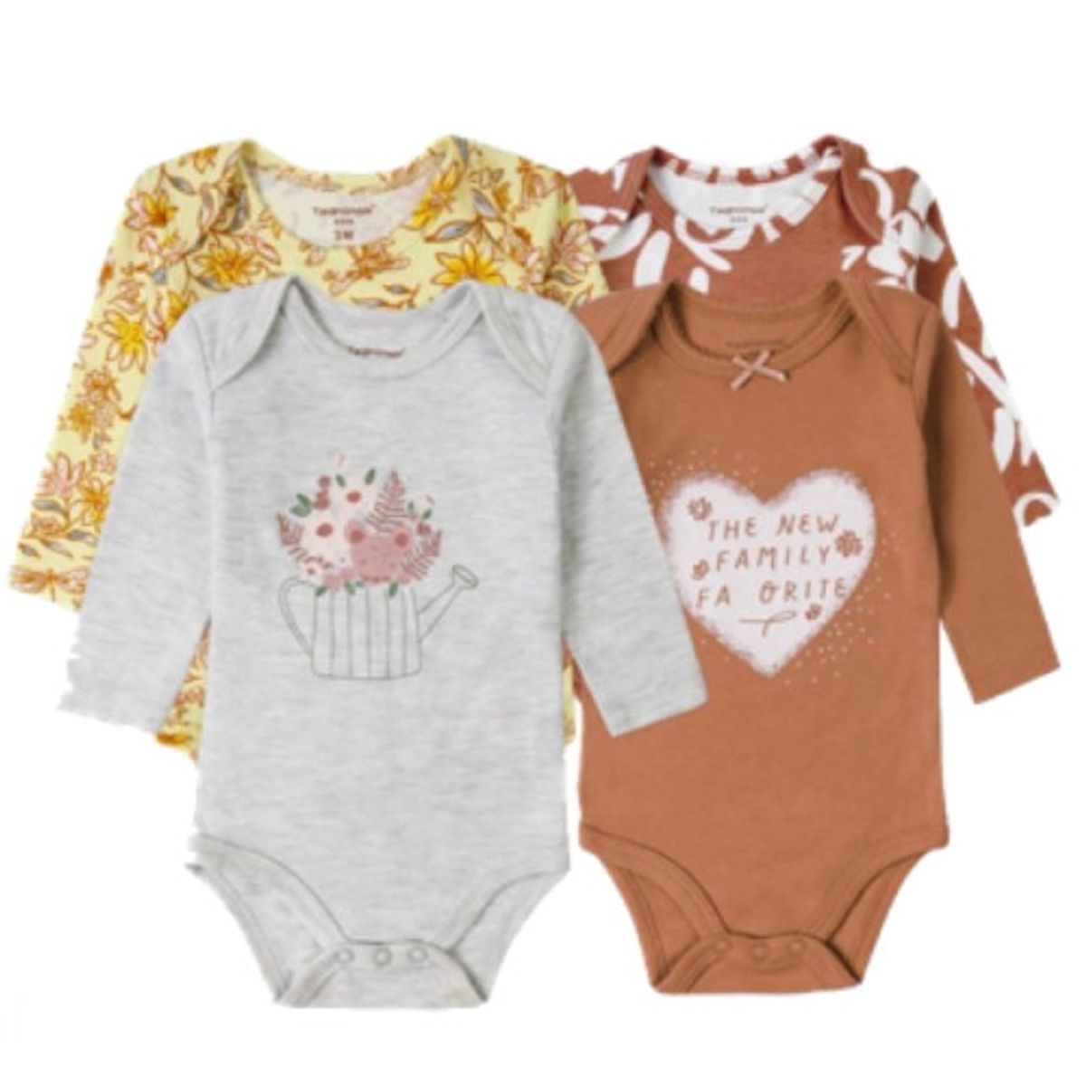 TEDMIMAK - Pack 4 body 0 a 12 meses invierno 100% algodón niña Corazon