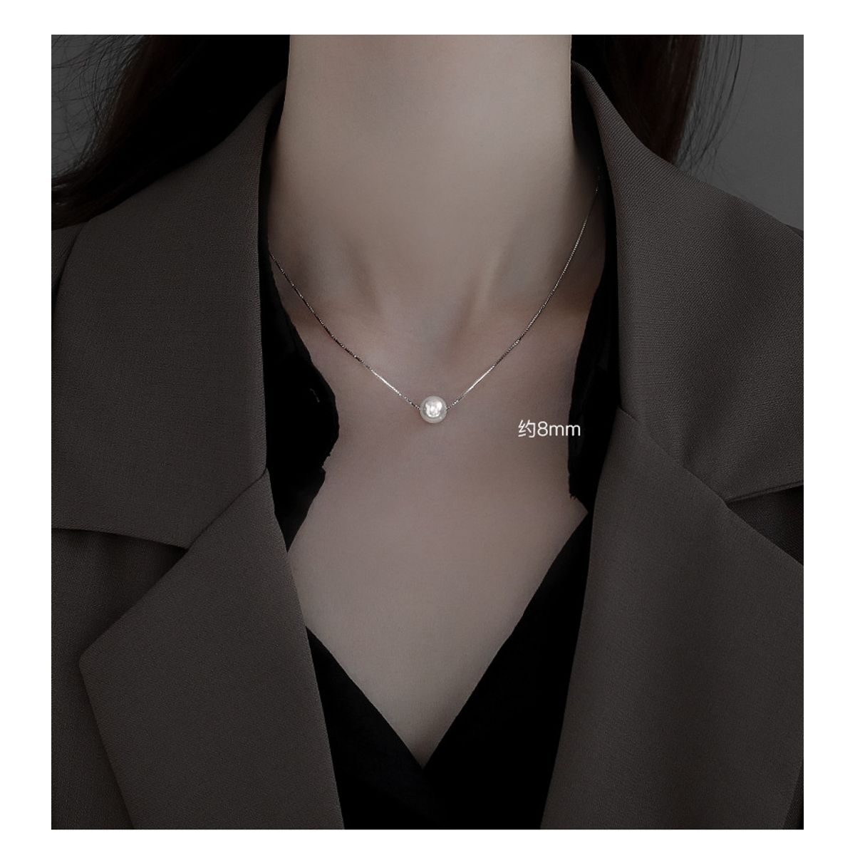 GENERICO - Collar plata 925 con perla 8 mm (incluye regalo)