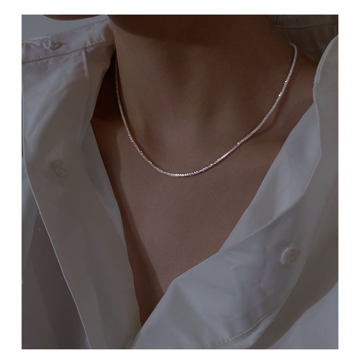 GENERICO - Collar brillante plata 925 largo 45 cm (incluye regalo)
