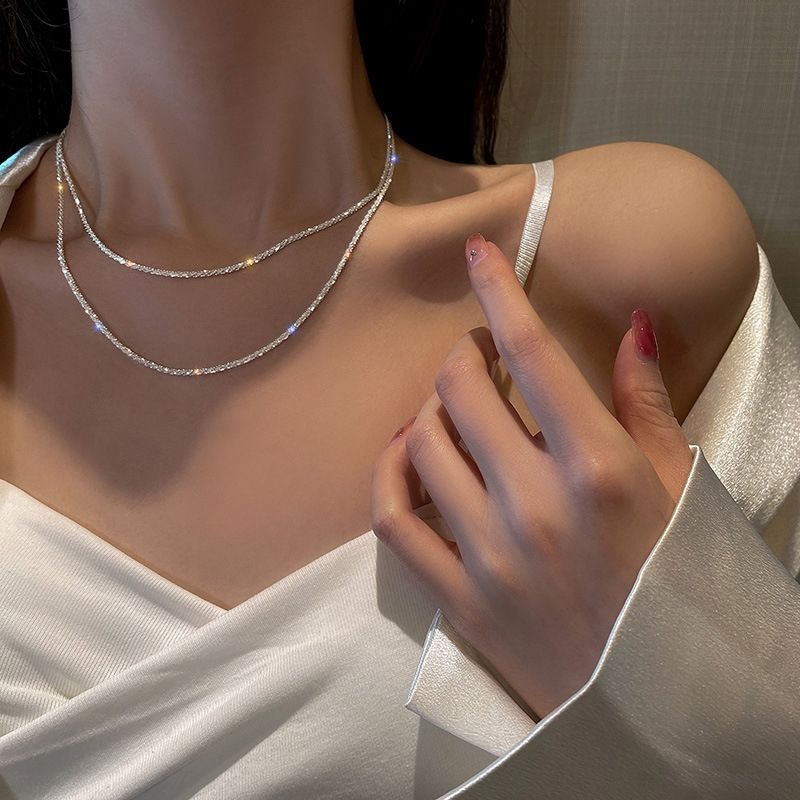 GENERICO - Collar brillante plata 925 extensible de 40 a 45 cm (incluye regalo)