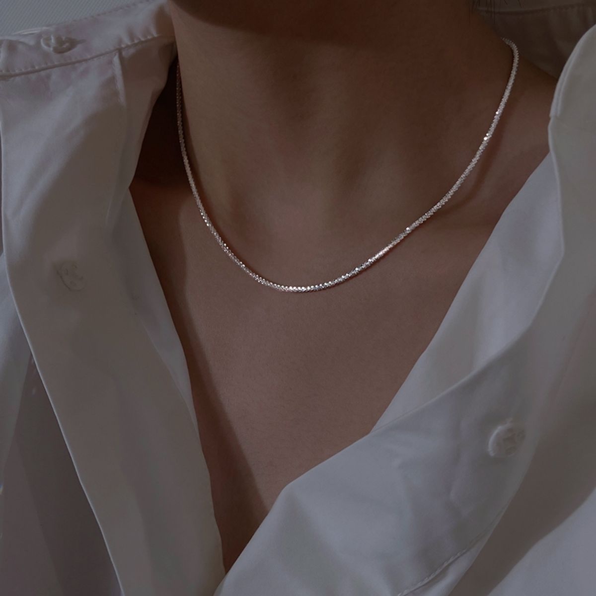 GENERICO - Collar brillante plata 925 extensible de 40 a 45 cm (incluye regalo)