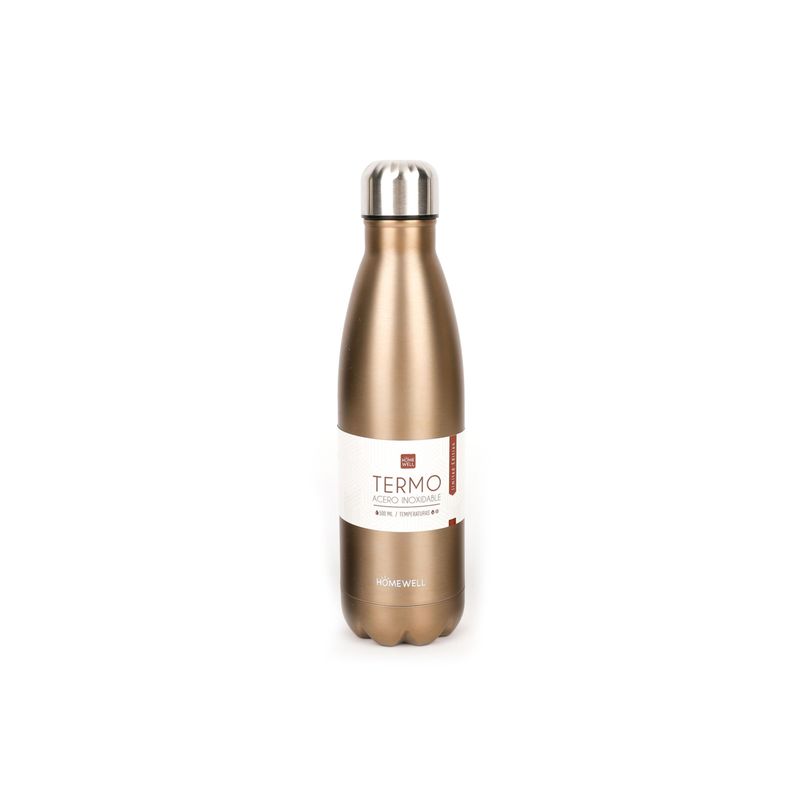 HOMEWELL - Termo Acero Inoxidable Dorado Doble Pared 500ml HOMEWELL
