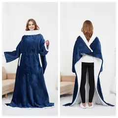 EVERSO - Manta De Sherpa Chiporro Con Mangas Y Bolsillo Para Los Pies