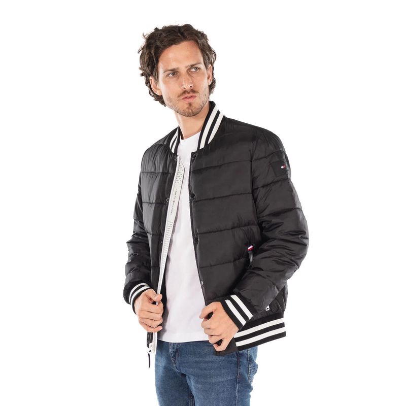 TOMMY HILFIGER - Chaqueta Quilted Bomber Con Logo Negro Tommy Hilfiger