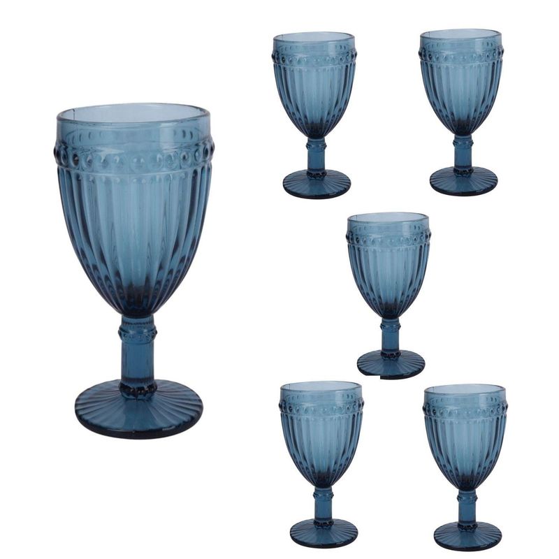 HOMEWELL - Set 6 Copas Vino Vidrio Azul 300ml HOMEWELL