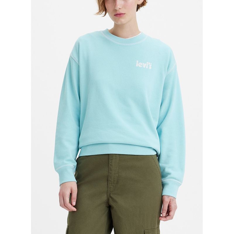 LEVIS - Polerón Mujer Regular Fit con Logo Celeste Levis