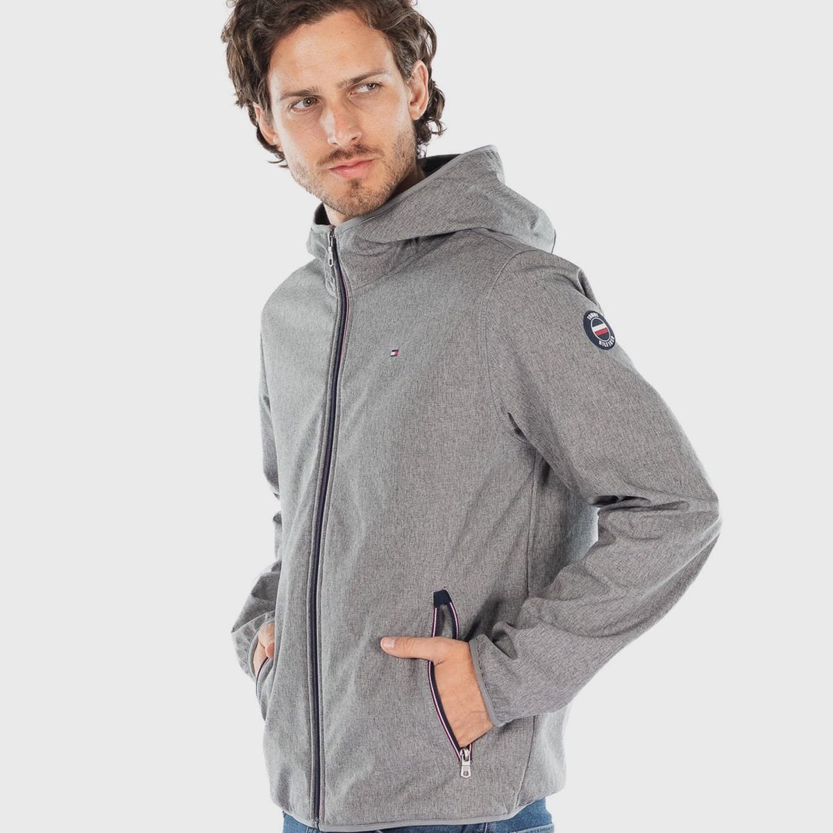 TOMMY HILFIGER - Chaqueta Hoodie Softshell Gris Tommy Hilfiger