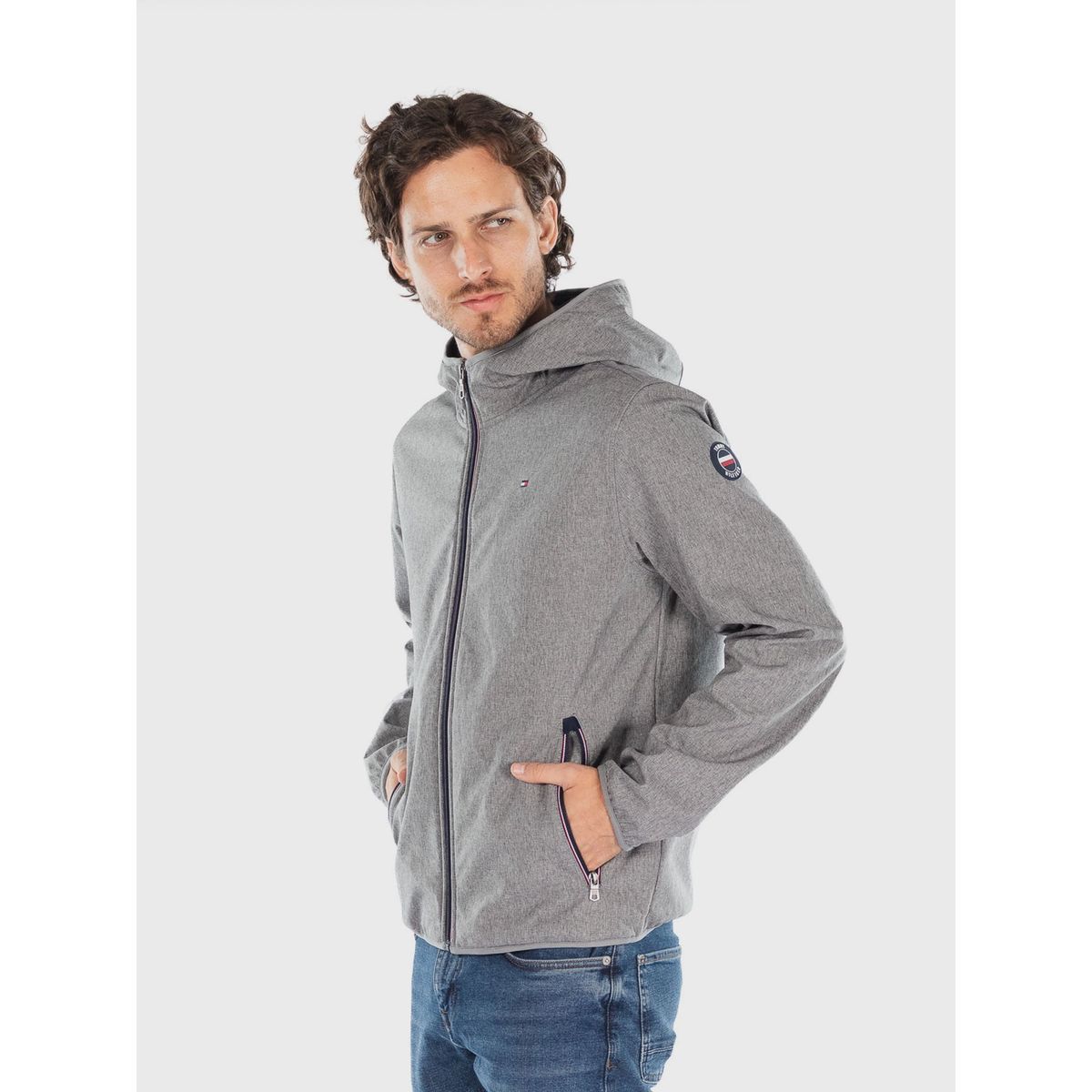 TOMMY HILFIGER - Chaqueta Hoodie Softshell Gris Tommy Hilfiger